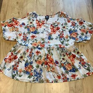 Floral Cold Shoulder Blouse